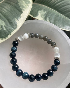 Selenite, Labradorite and Blue Tigers Eye Bracelet