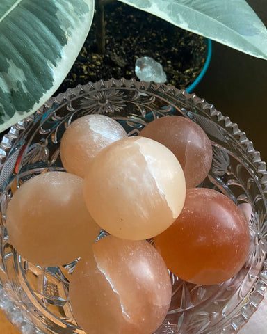 Peach Selenite Sphere