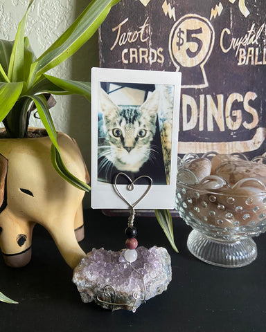 Amethyst Cluster Photo Stand .