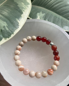 Carnelian and Peach Moonstone Bracelet