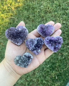 Amethyst Heart Carvings