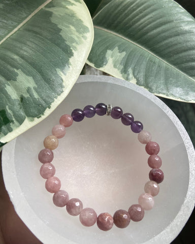 Amethyst and Strawberry Quartz Bracelet