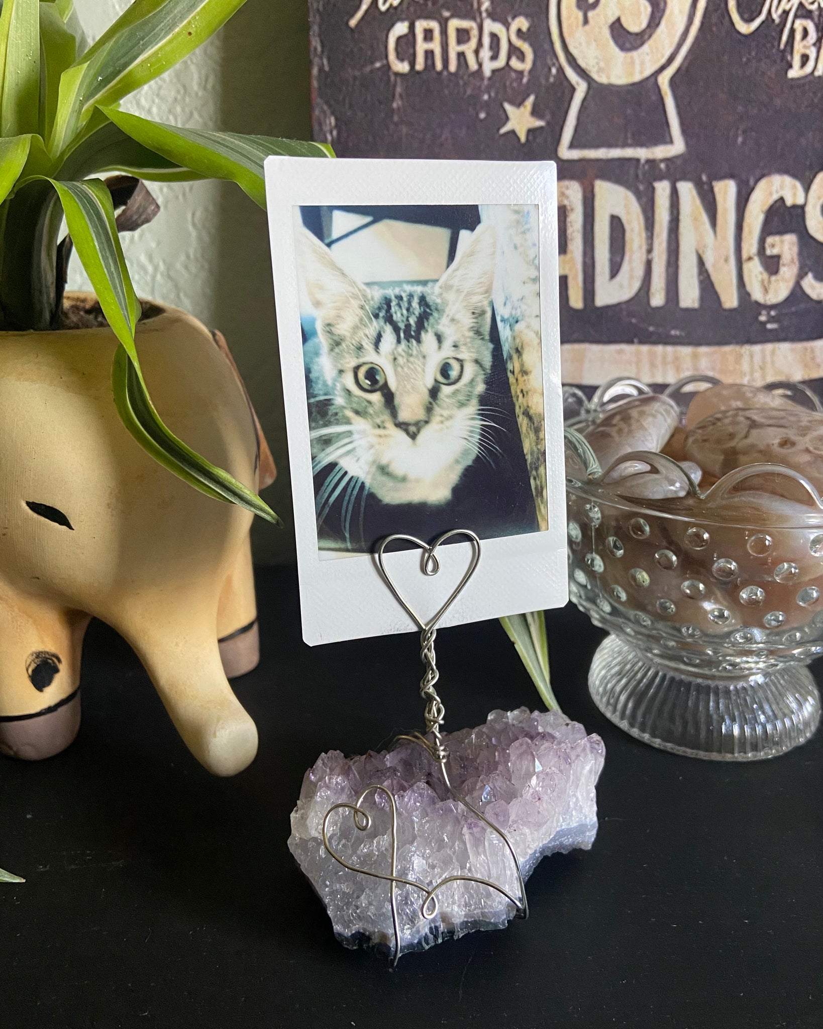 Amethyst Cluster Photo Stand